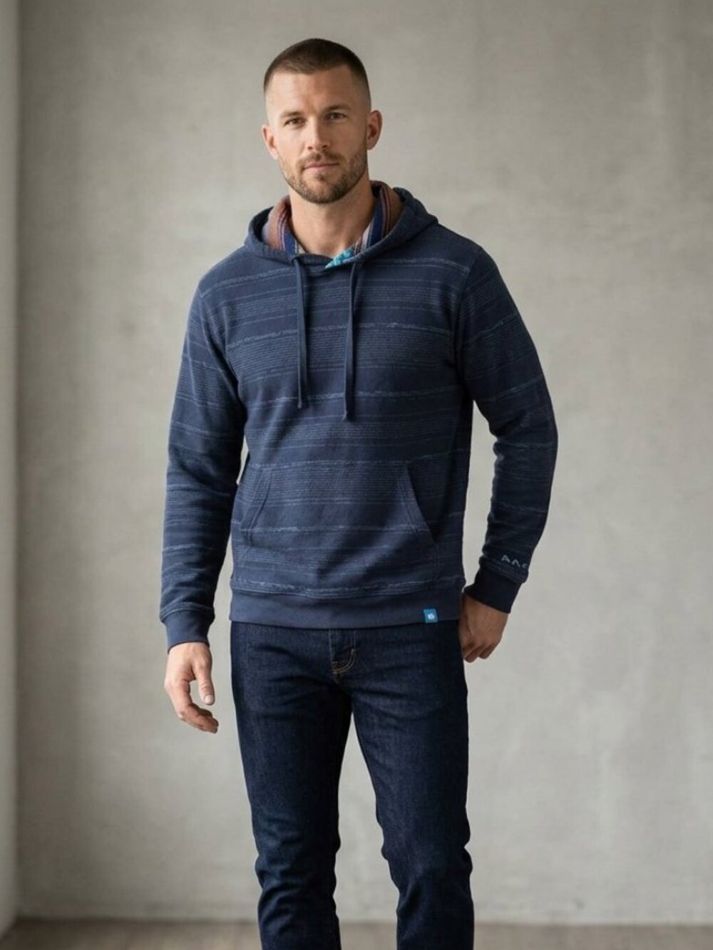 Scotch and Soda Pullover Hooded Sweatshirt Blue Striped Size S